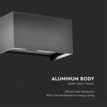LED kültéri fali lámpa 24W/230V 4000K IP65 antracit