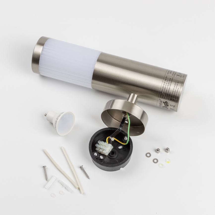 LED kültéri fali lámpa mozgásérzékelővel 1xGU10/5W/230V IP44 matt króm