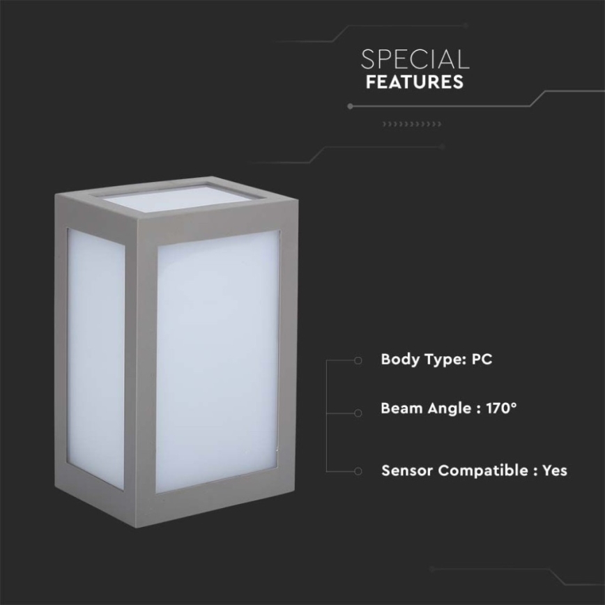 LED Kültéri fali lámpa LED/12W/230V 4000K IP65 szürke