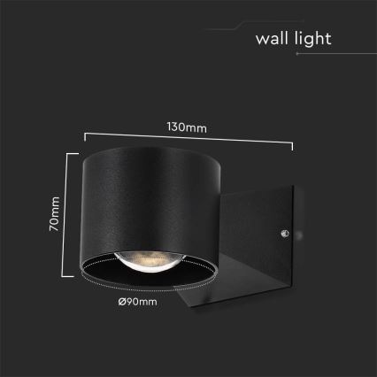 LED Kültéri fali lámpa LED/5W/230V 3000K IP65 fekete