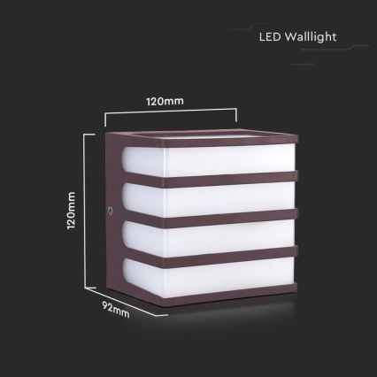 LED Kültéri fali lámpa LED/8W/230V IP65 4000K barna