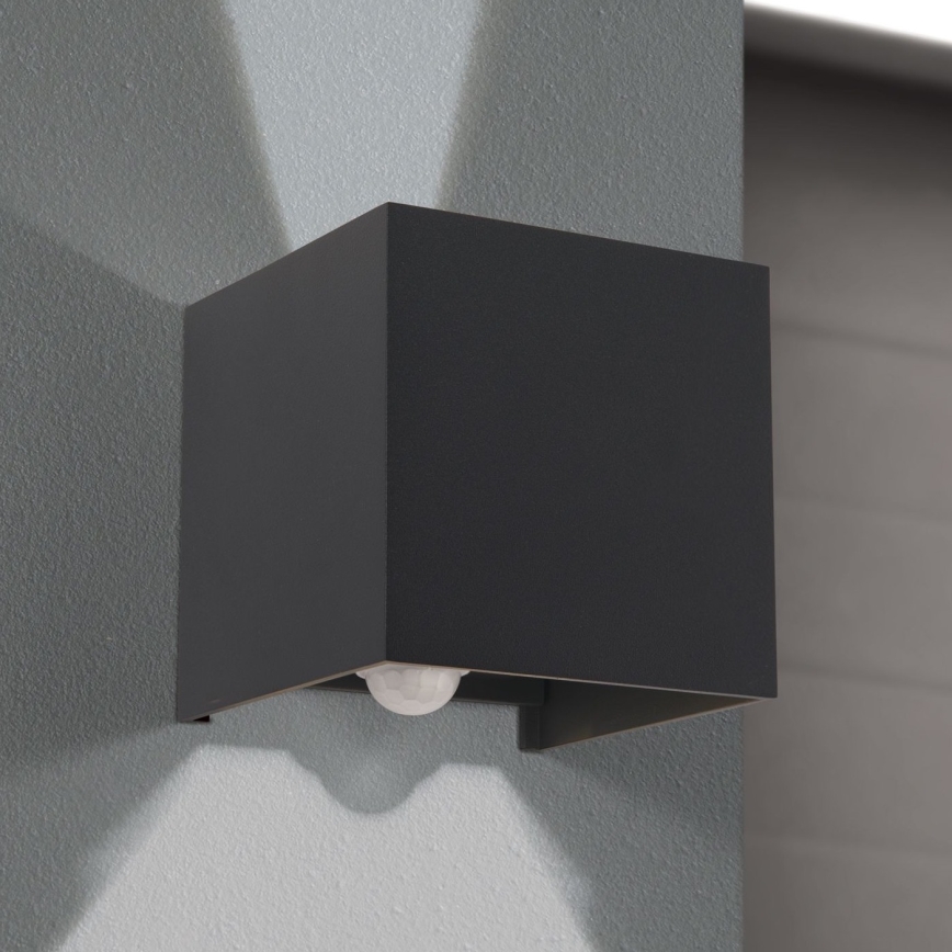 LED Kültéri fali lámpa mozgás- és alkonyatérzékelővel CUBE-S LED/13W/230V IP54 antracit