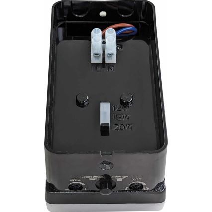 LED fényerőszabályozható kültéri fali lámpa mozgás- és alkonyérzékelővel LED/12/15/20W/230V IP65 fekete