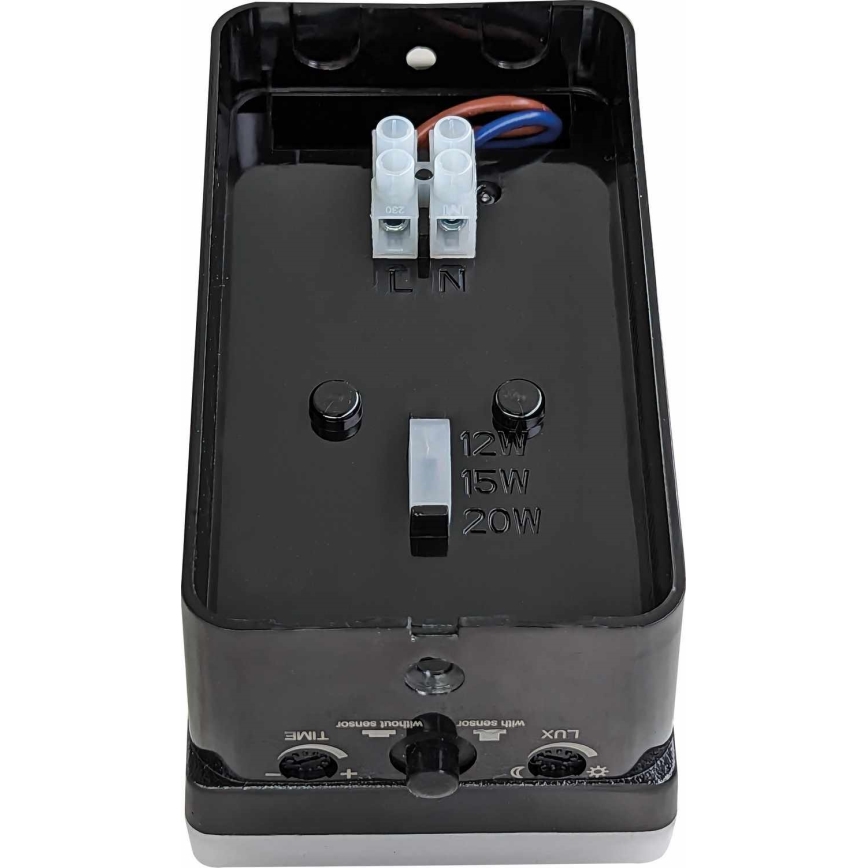 LED fényerőszabályozható kültéri fali lámpa mozgás- és alkonyérzékelővel LED/12/15/20W/230V IP65 fekete