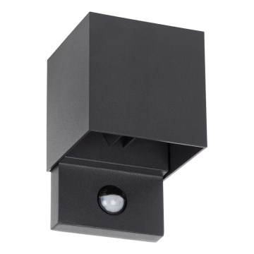 LED kültéri fali lámpa mozgás- és alkonyérzékelővel REKA LED/7W/230V IP54 antracit, szögletes