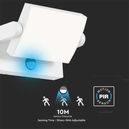 LED Kültéri fali lámpa érzékelővel LED/17W/230V 3000K IP65 fehér