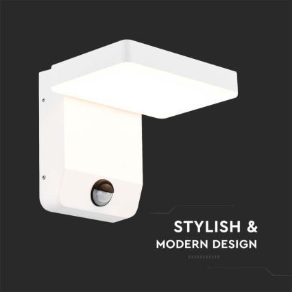 LED Kültéri flexibilis fali lámpa érzékelővel LED/17W/230V IP65 4000K fehér