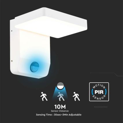 LED Kültéri flexibilis fali lámpa érzékelővel LED/17W/230V IP65 4000K fehér