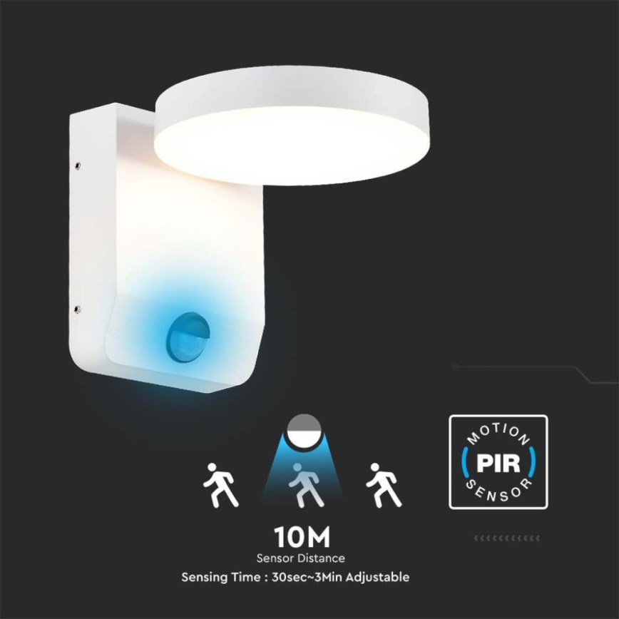 LED Kültéri flexibilis fali lámpa érzékelővel LED/17W/230V IP65 4000K fehér