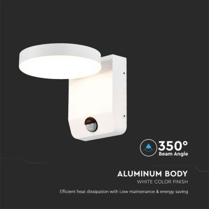 LED Kültéri flexibilis fali lámpa érzékelővel LED/17W/230V IP65 4000K fehér
