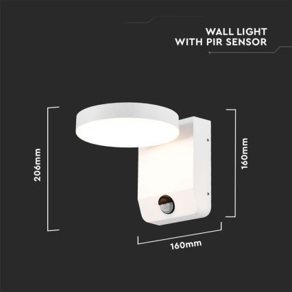 LED Kültéri flexibilis fali lámpa érzékelővel LED/17W/230V IP65 4000K fehér