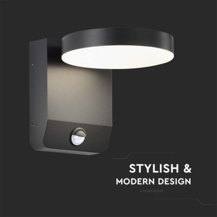 LED Kültéri flexibilis fali lámpa érzékelővel LED/17W/230V IP65 4000K fekete