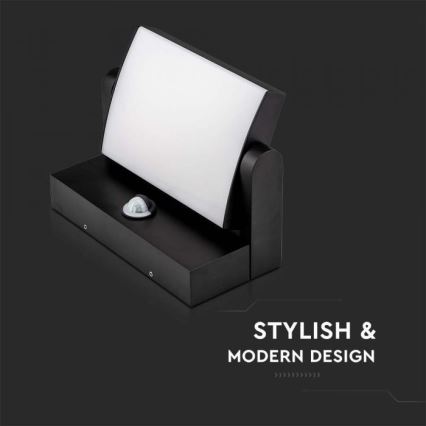 LED Kültéri fali lámpa érzékelővel LED/17W/230V 4000K IP65 fekete