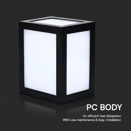 LED kültéri fali lámpatest LED/12W/230V 3000K IP65 fekete