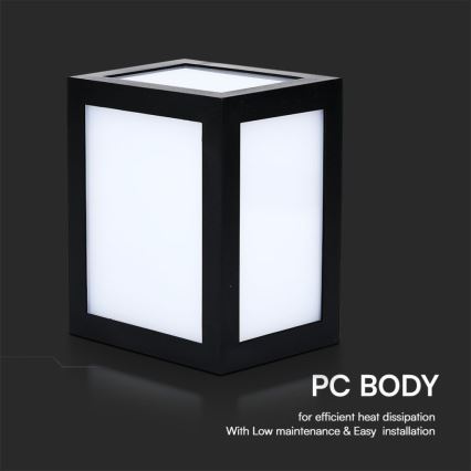 LED kültéri fali lámpatest LED/12W/230V 6400K IP65 fekete