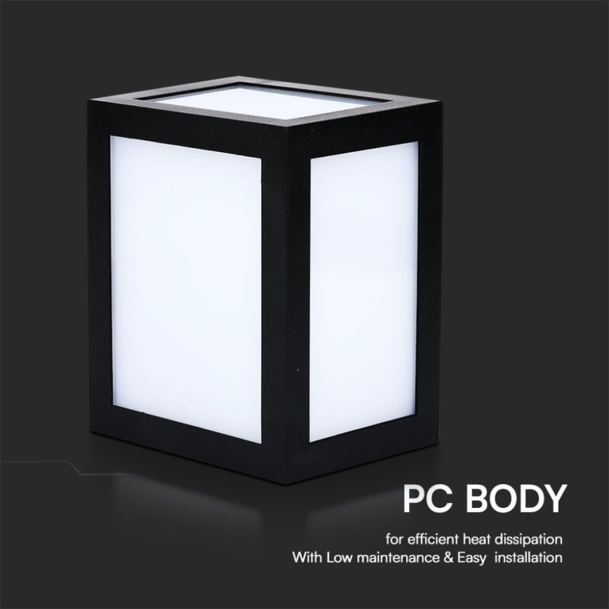LED kültéri fali lámpatest LED/12W/230V 6400K IP65 fekete