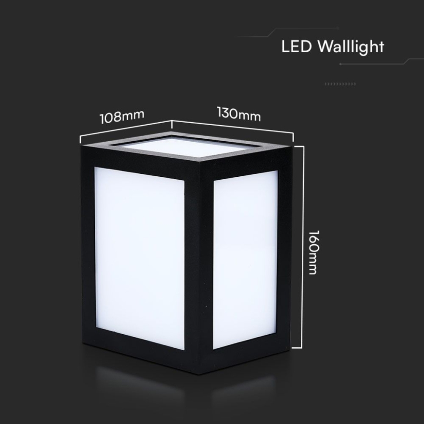 LED kültéri fali lámpatest LED/12W/230V 6400K IP65 fekete