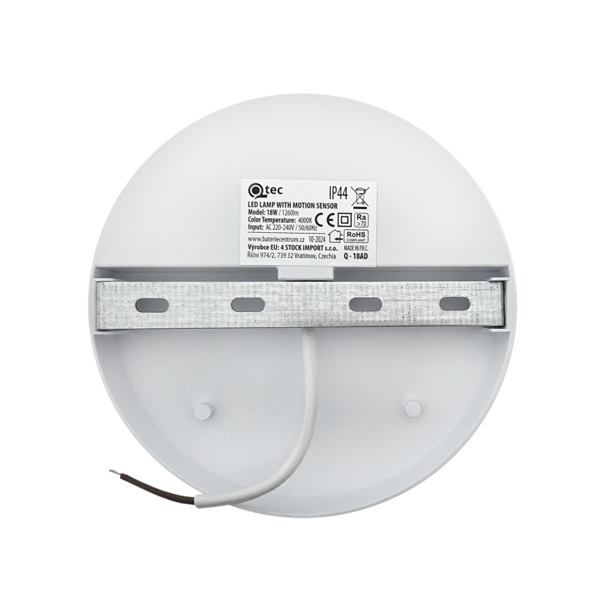 LED kültéri fali lámpatest mozgásérzékelővel LED/18W/230V IP44 fehér