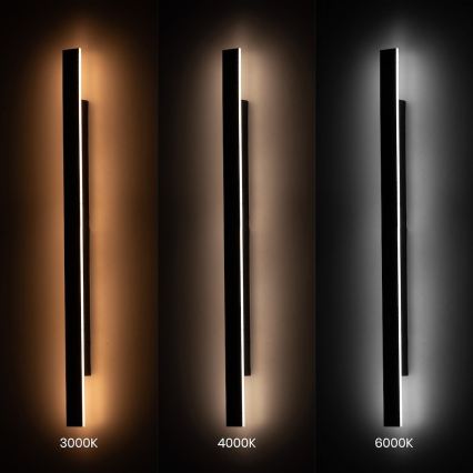 LED kültéri fali lámpatest WOW LED/20W/230V 3000/4000/6000K 120 cm IP54 fekete