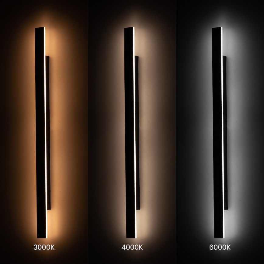 LED kültéri fali lámpatest WOW LED/20W/230V 3000/4000/6000K 120 cm IP54 fekete