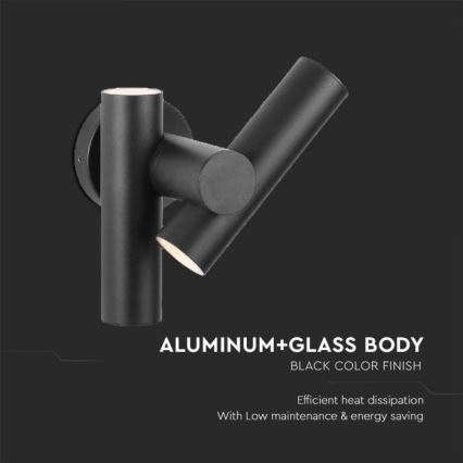 LED Kültéri flexibilis fali spotlámpa 2xLED/3W/230V 4000K IP44 fekete