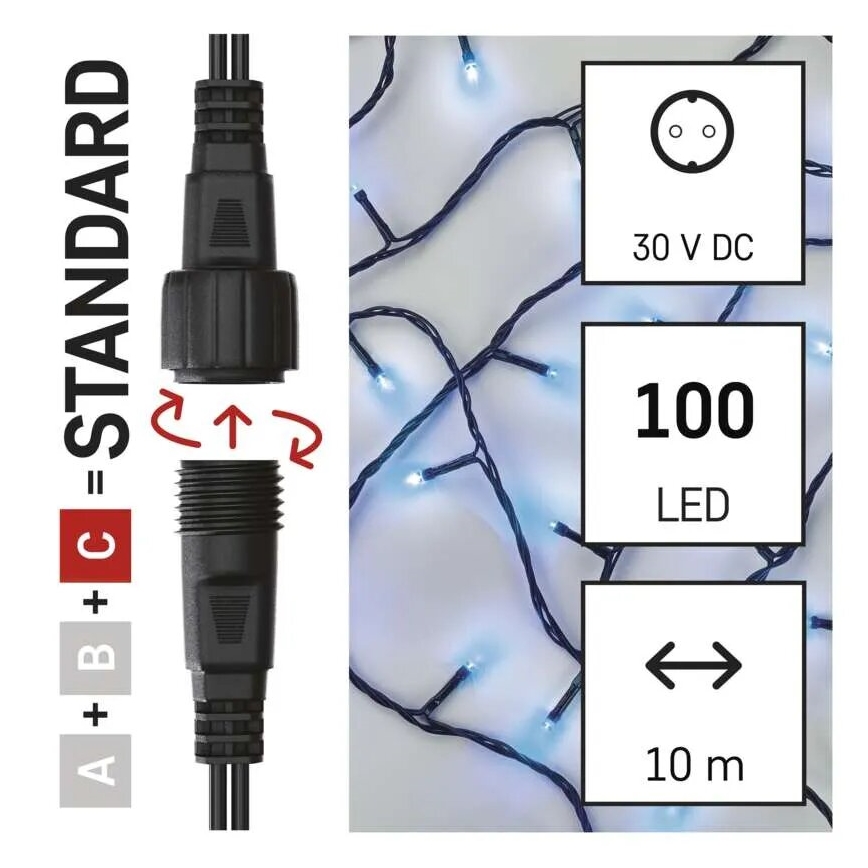 LED kültéri fényfüzér 100xLED/10m IP44 kék