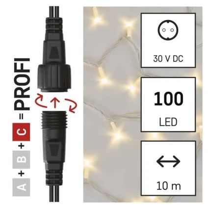 LED kültéri fényfüzér 100xLED/10m IP44 meleg fehér