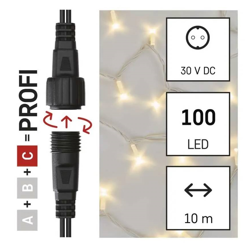LED kültéri fényfüzér 100xLED/10m IP44 meleg fehér