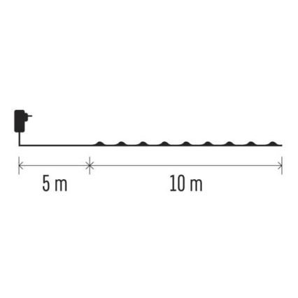 LED  kültéri fényfüzér 100xLED/15m IP44 hideg fehér