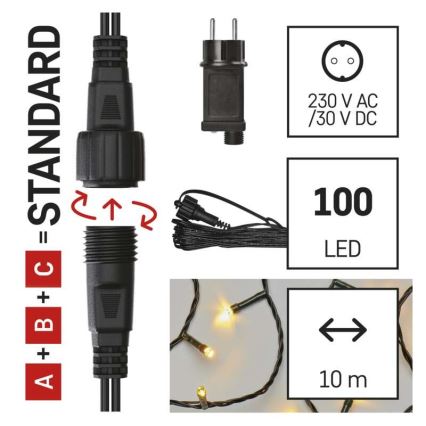 LED kültéri fényfüzér 100xLED/15m IP44 meleg fehér