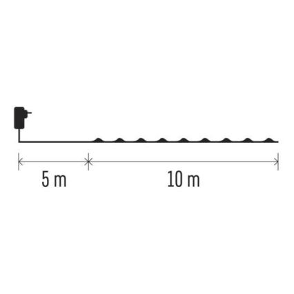 LED  kültéri fényfüzér 100xLED/15m IP44 meleg fehér