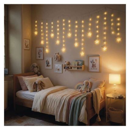 LED kültéri fényfüzér 120 LED 3xAA 1,7 m IP44 meleg fehér