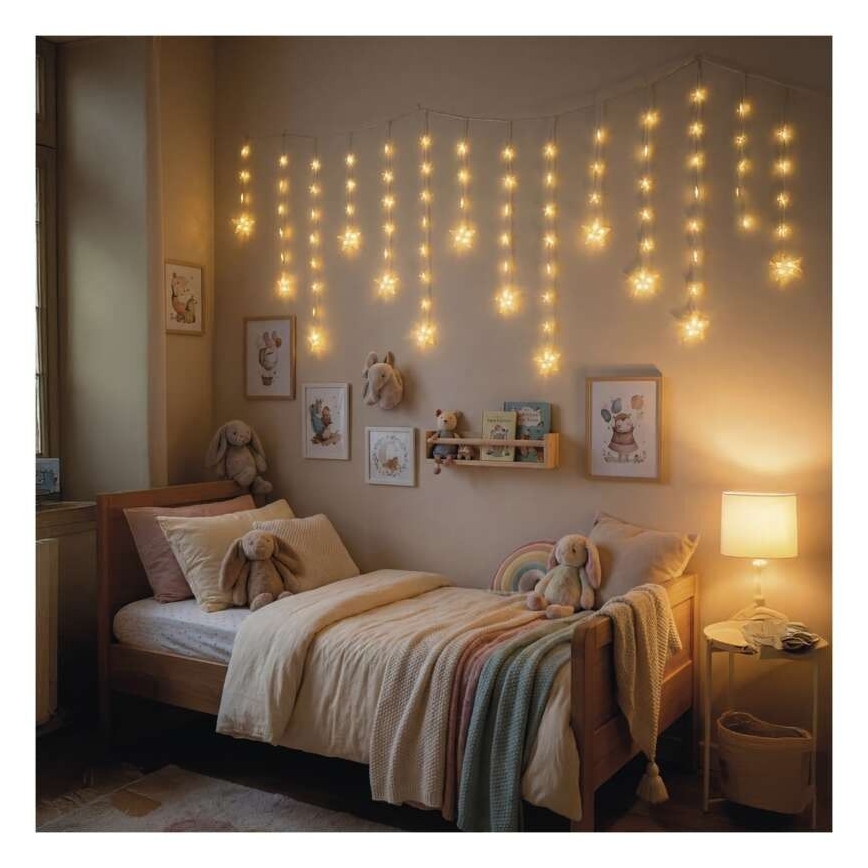 LED kültéri fényfüzér 120 LED 3xAA 1,7 m IP44 meleg fehér