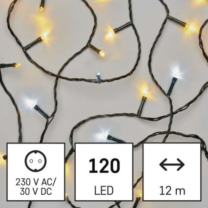 LED kültéri fényfüzér 120xLED/2 funkció 17m IP44 meleg/hideg fehér