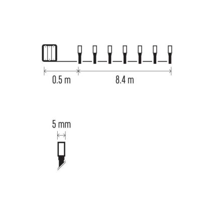 LED kültéri fényfüzér 120xLED/3xAA 8,9 m IP44 meleg fehér
