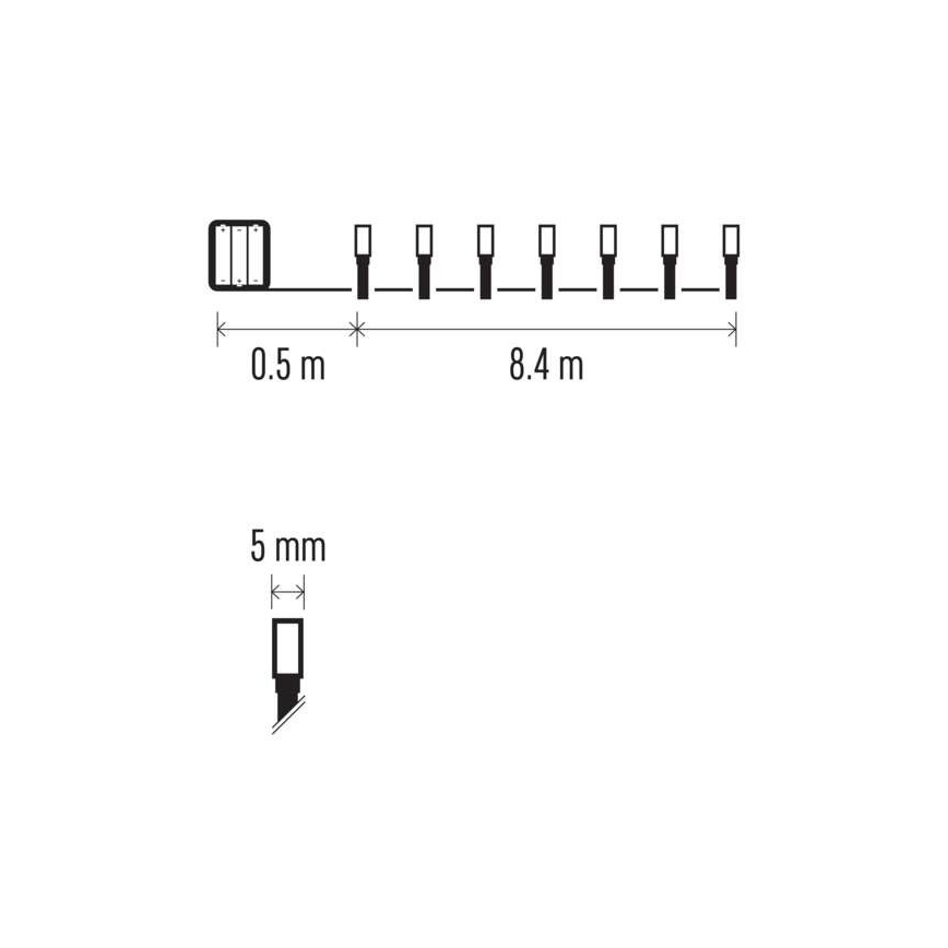 LED kültéri fényfüzér 120xLED/3xAA 8,9 m IP44 meleg fehér