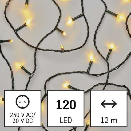LED kültéri fényfüzér 120xLED/8 üzemmód 17m IP44 meleg fehér