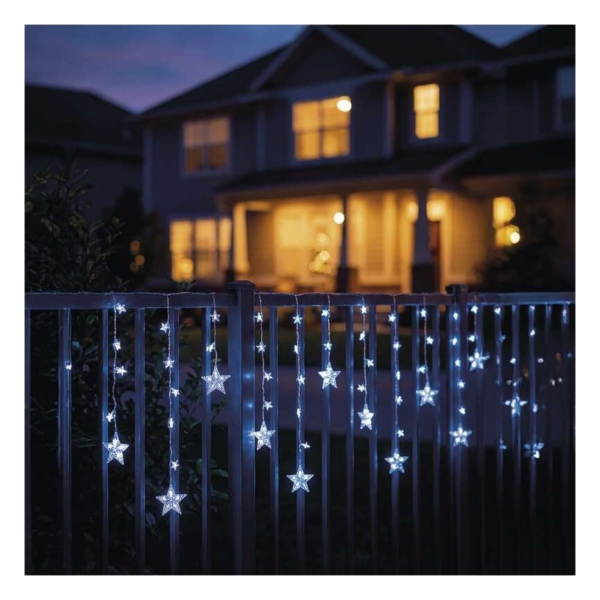 LED kültéri fényfüzér 120×LED/8 funkció 3×AA 1,7 m IP44 hideg fehér
