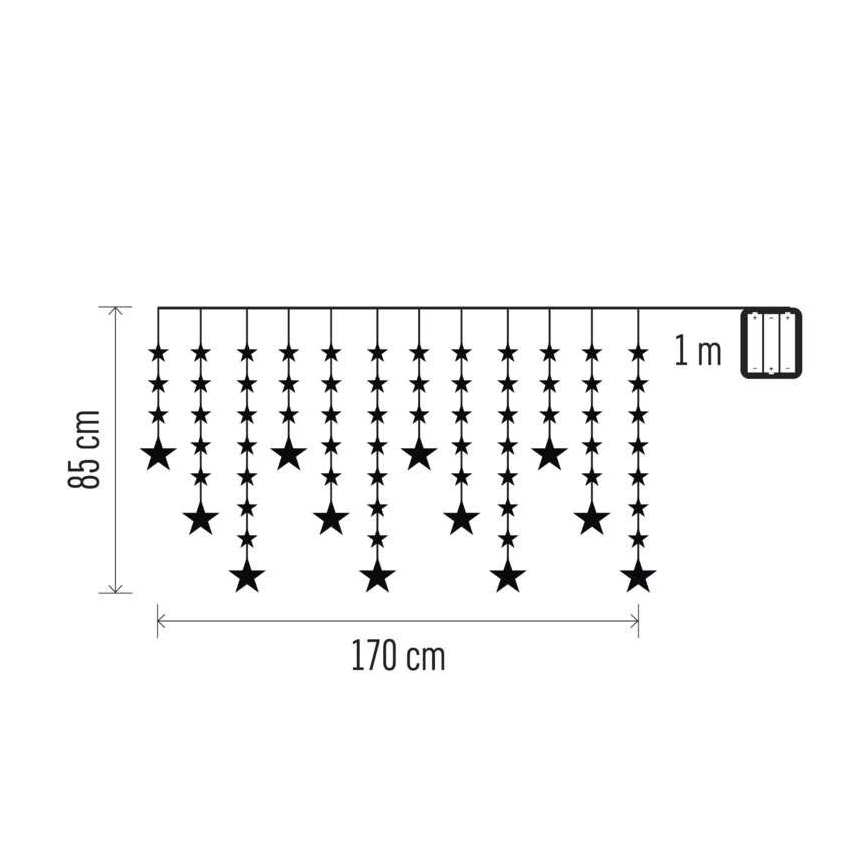 LED kültéri fényfüzér 120×LED/8 funkció 3×AA 1,7 m IP44 hideg fehér