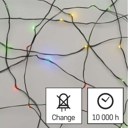 LED kültéri fényfüzér, 150 LED, 20 m, IP44, többszínű