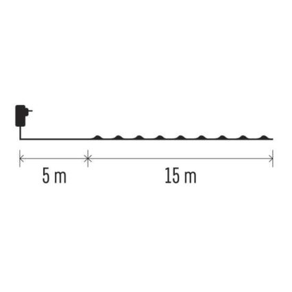 LED kültéri fényfüzér, 150 LED, 20 m, IP44, többszínű