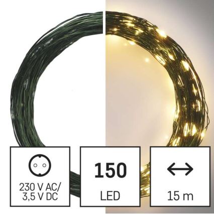 LED kültéri fényfüzér 150xLED/20m IP44 meleg fehér