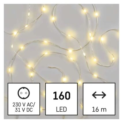 LED kültéri fényfüzér 160xLED/21m IP44 meleg fehér