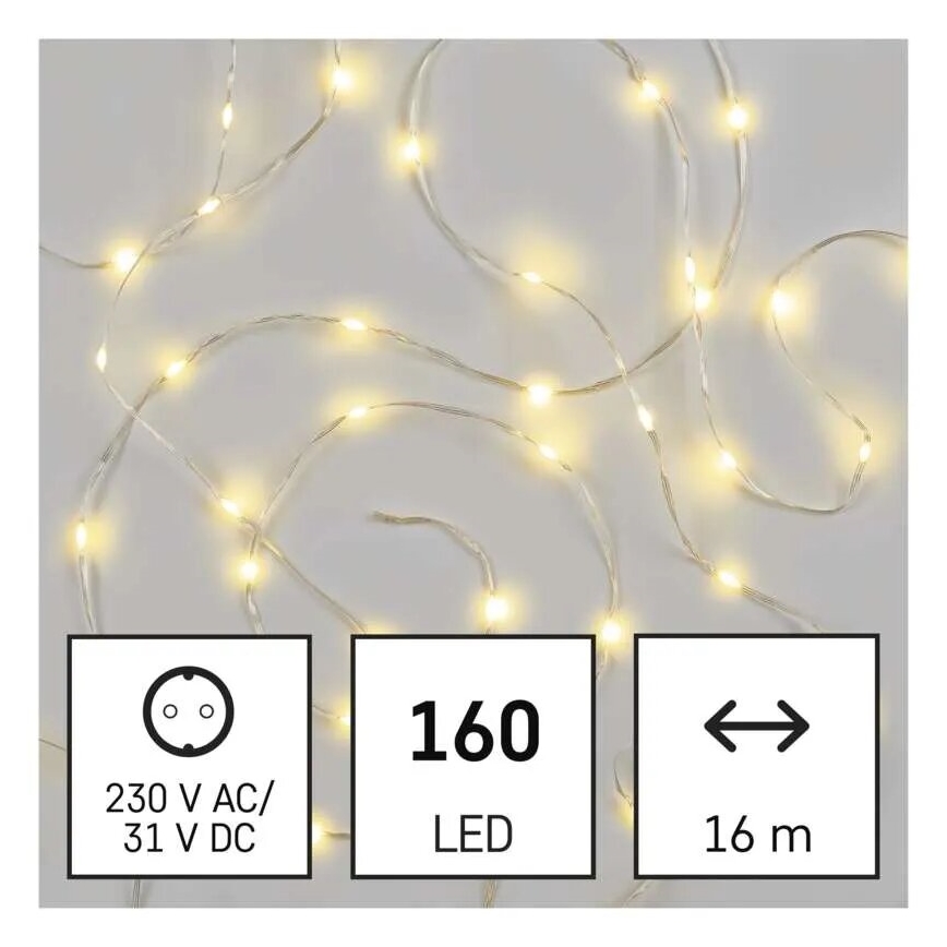 LED kültéri fényfüzér 160xLED/21m IP44 meleg fehér
