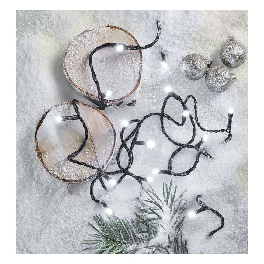 LED kültéri fényfüzér, 180 LED, 8 üzemmód, 23 m, IP44, hideg fehér