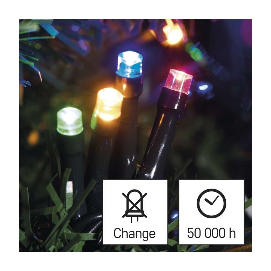 LED kültéri fényfüzér 180×LED / 23 m, IP44, többszínű