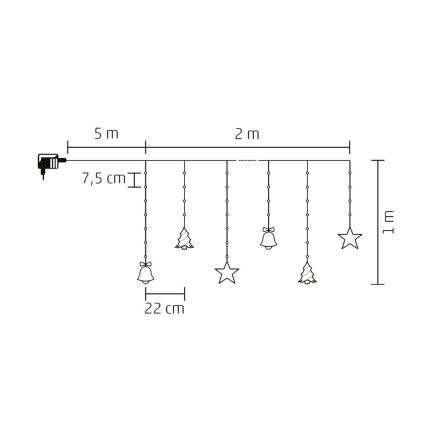 LED kültéri fényfüzér 186xLED 7 m IP44 hideg fehér