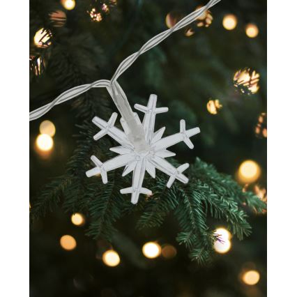 LED kültéri fényfüzér 20xLED/2xAA 2,2 m IP44 meleg fehér hópelyhek