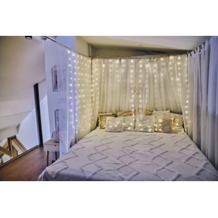 LED kültéri fényfüzér, 240 LED/8 funkció, 6,7 m, IP44, meleg fehér