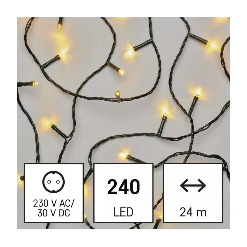 LED kültéri fényfüzér 240×LED, 8 üzemmód, 29 m, IP44, meleg fehér